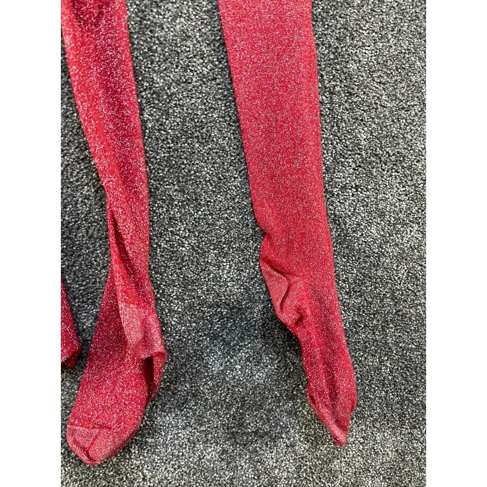 Hanna Andersson Knit Tights Lot‎ of 2 Size 150 US 12 Red Christmas Holiday